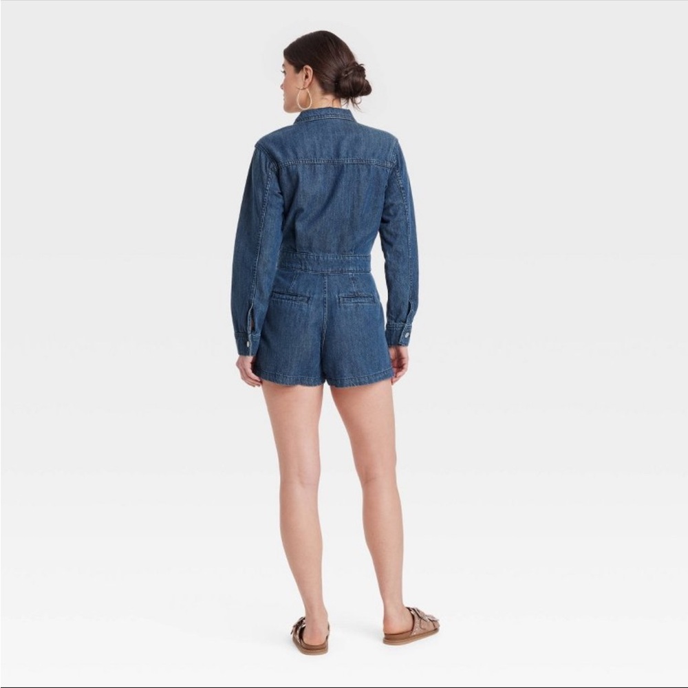 Denim Button-Up Romper - Picture 2 of 2